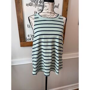 United By Blue Impact Women's Stripe Organic Cotton Blend Tank Top Blue Size XL